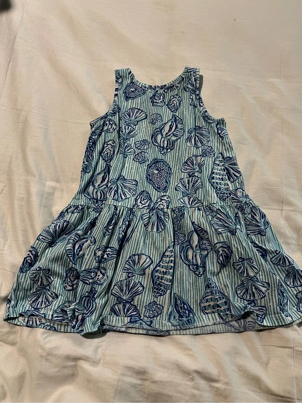 Lilly Pulitzer Girls Floral Casual Dress Blue & Green Medium (6/7)